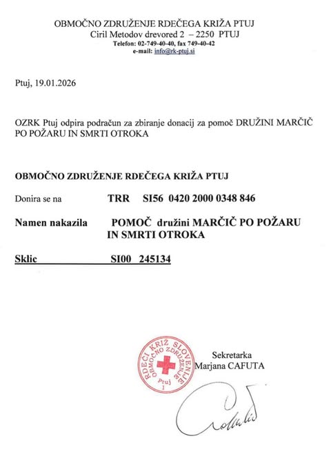 Podatki za nakazilo RK- družina Marčič